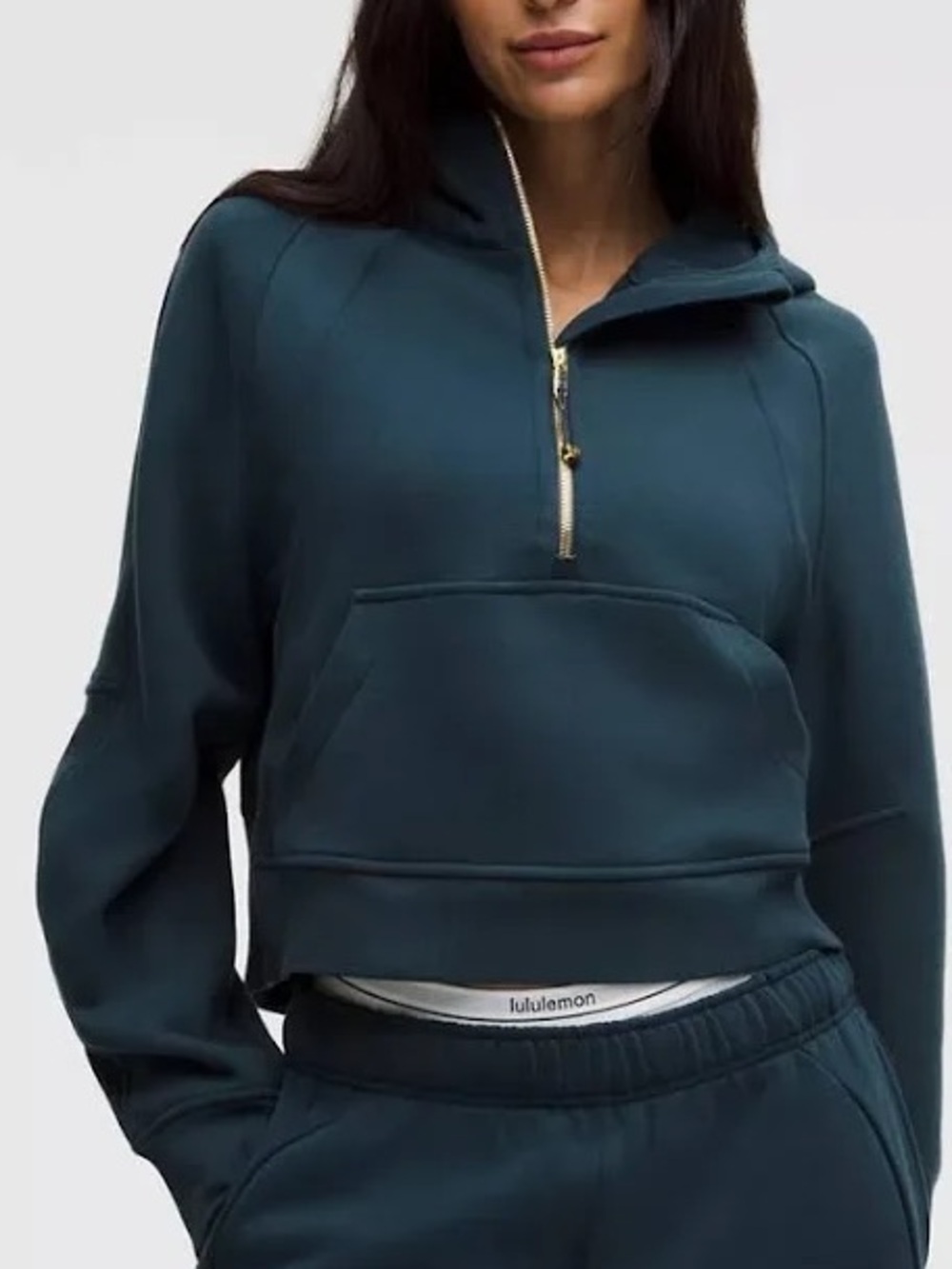 Lululemon Athletica Teal Half-Zip Oversized Scuba Hoodie Size XS/S with gift bag